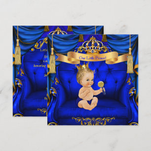 Baby Shower Jongen Prins Koninklijk Blauw Goud Blo Kaart