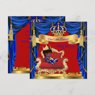 Baby Shower Jongen Prins Koninklijk Blauw Rood Etn Kaart