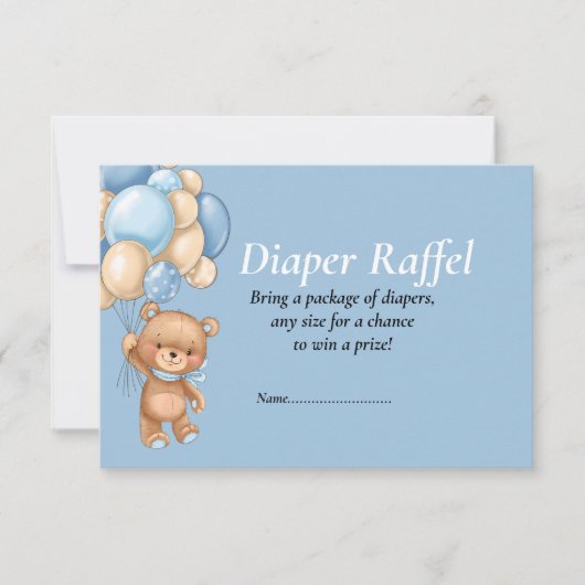 Baby Shower Jongen Teddy Ballonnen Blauwe Luier Ra Kaart (Voorkant)
