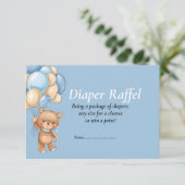 Baby Shower Jongen Teddy Ballonnen Blauwe Luier Ra Kaart (Staand voorkant)