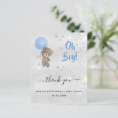 Baby shower jongen teddy beer Silver bedankt (Staand voorkant)