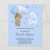 Baby shower jongen teddy draagt begrotingsuitnodig flyer (Voorkant)