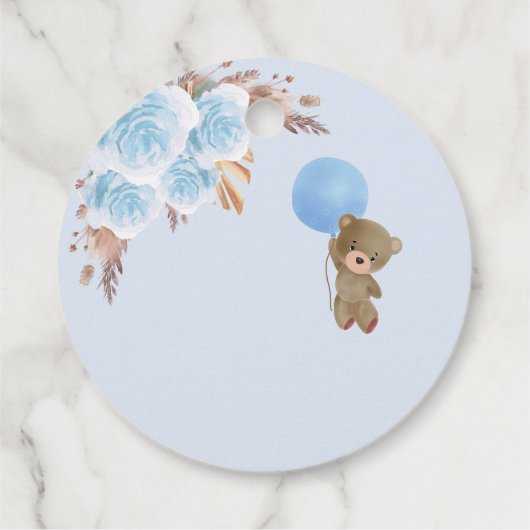 Baby shower jongen teddy pampas gras bedankt bedankjes labels (Achterkant)