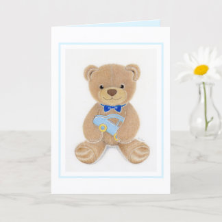 Baby Shower Jongen Teddybeer Vouwkaart Kaart