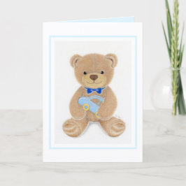 Baby Shower Jongen Teddybeer Vouwkaart Kaart