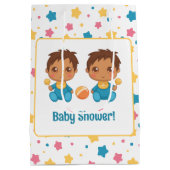 Baby shower Jongen Twins Sterren Donker Medium Cadeauzakje (Achterkant)