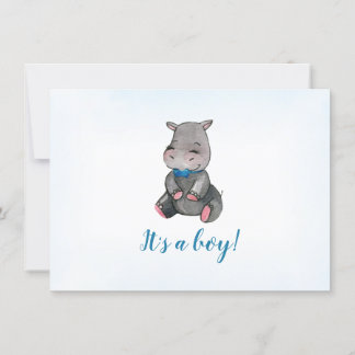 Baby shower jongen | Uitnodiging | Hippo