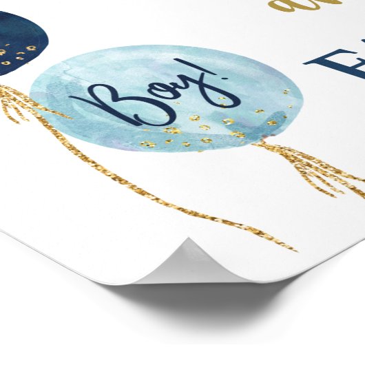 Baby shower jongen van blauwe ballonnen poster (Hoek)