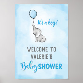 Baby shower jongen van de acute olifant poster