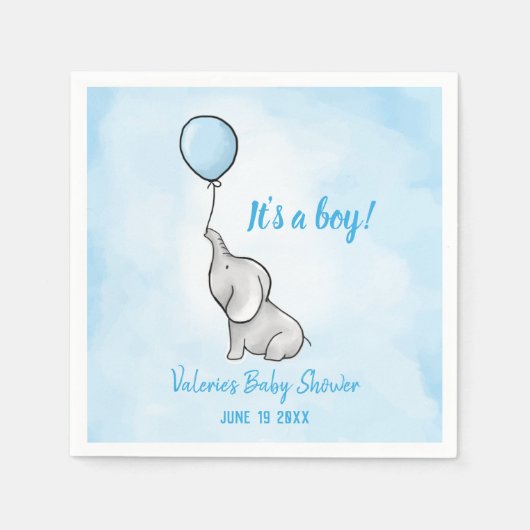 Baby shower jongen van de acute olifant servet (Voorkant)