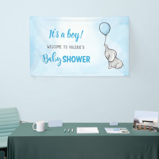 Baby shower jongen van de acute olifant spandoek (Beurs)