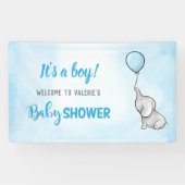 Baby shower jongen van de acute olifant spandoek (Horizontaal)