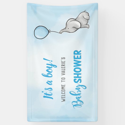 Baby shower jongen van de acute olifant spandoek (Verticaal)
