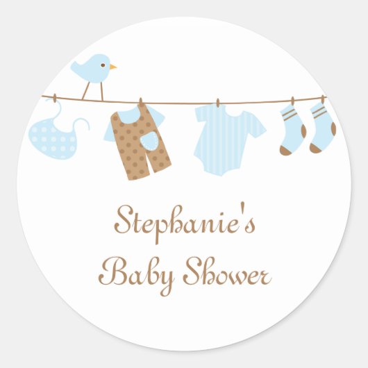 Baby shower jongen vogels en wasserij stickers (Voorkant)