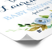Baby shower jongen welkomstbord, florblauw poster (Hoek)