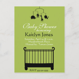 Baby shower - Jongen, wieg met mobiel Uitnodiging Briefkaart