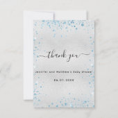 Baby shower jongen zilverblauw bedankkaart (Voorkant)