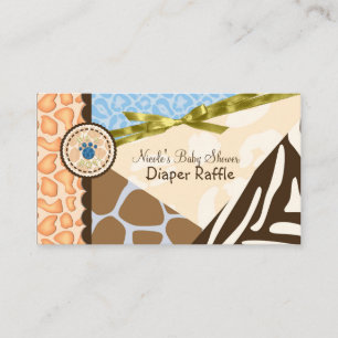 Baby Shower Jongens Blauwe Safari Print Luiers Ver Informatiekaartje