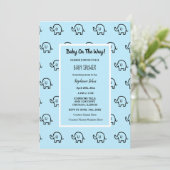Baby shower Jongens Meisjes Olifant Patterns Blauw Kaart (Staand voorkant)