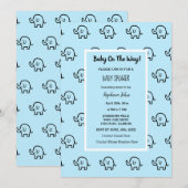 Baby shower Jongens Meisjes Olifant Patterns Blauw Kaart (Voorkant / Achterkant)