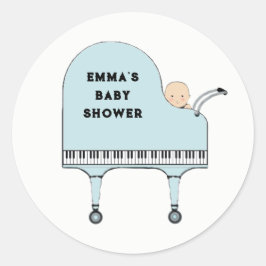 Baby Shower Jongens Muziek Thema Ronde Sticker