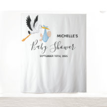 Baby shower jongens ooievaar witte fotobackdrop