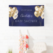 Baby shower jongetje blauw gouden ballonnen spandoek (Insitu)