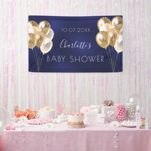 Baby shower jongetje blauw gouden ballonnen spandoek (Feest)