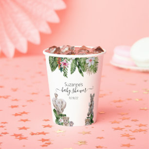 Baby Shower jungle Dieren Safari tropisch  Papieren Bekers