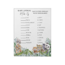 Baby Shower Jungle Tropisch Match Up Spel