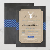 Baby Shower Jute Zak Jongen Landelijk Gewei Herten Kaart (Voorkant / Achterkant)