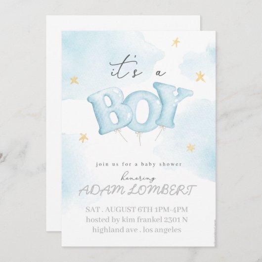 Baby shower kaart (Voorkant / Achterkant)