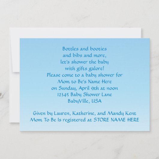 Baby shower kaart (Achterkant)