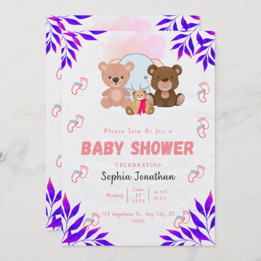 Baby shower kaart (Voorkant / Achterkant)