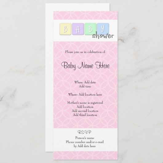 Baby Shower Kaart (Voorkant / Achterkant)