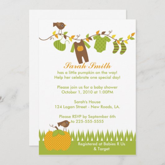 Baby Shower Kaart (Voorkant / Achterkant)