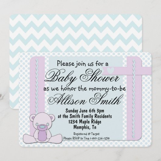 Baby shower kaart (Voorkant / Achterkant)