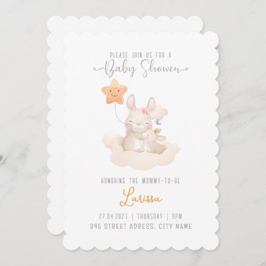 Baby shower kaart (Voorkant / Achterkant)