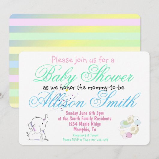 Baby Shower Kaart (Voorkant / Achterkant)