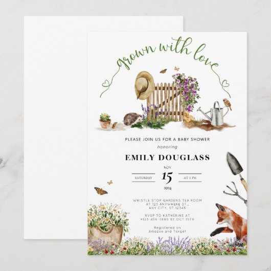 Baby shower kaart (Voorkant / Achterkant)