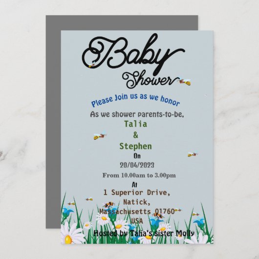 Baby shower kaart (Voorkant / Achterkant)