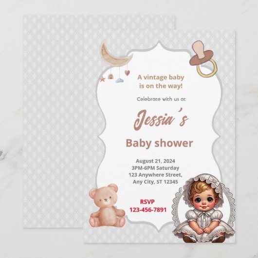  Baby shower Kaart (Voorkant / Achterkant)