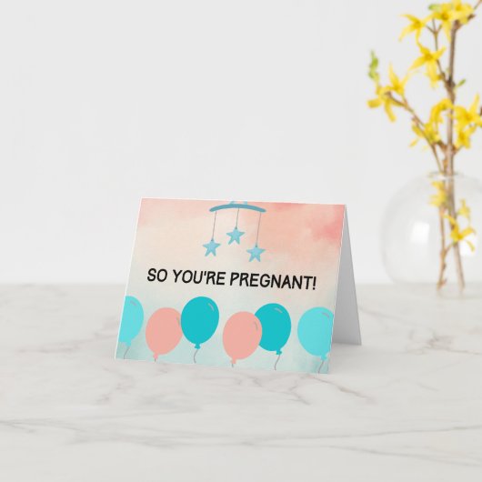 Baby Shower Kaart, Felicitaties, Zwangerschapskaar Kaart (Gele Bloem)