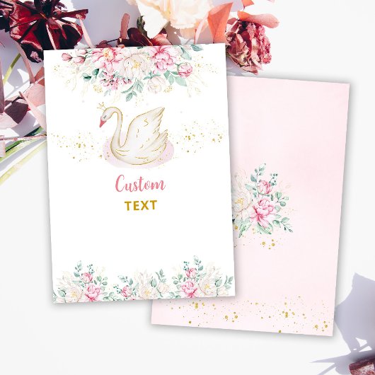 Baby Shower Kaart met Aangepaste Tekst Prinses Zwa