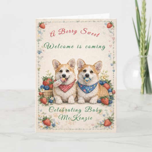 Baby Shower Kaart met Corgi's (Voorkant)