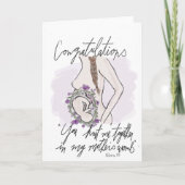 Baby shower kaart, waterverf bloemenkleurig/groen kaart (Voorkant)