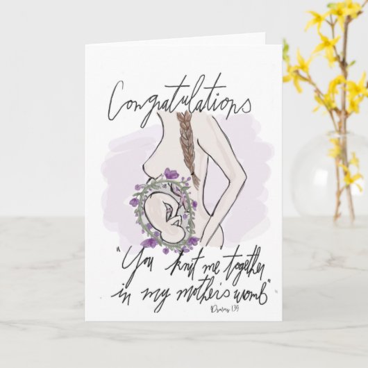 Baby shower kaart, waterverf bloemenkleurig/groen kaart (Gele Bloem)