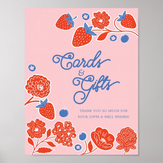 Baby shower Kaarten & Geschenken Bessen & Bloemen Poster (Voorkant)