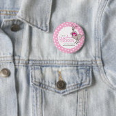 Baby shower kangaroo pouch roze harten intro ronde button 5,7 cm (In situ)