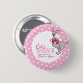Baby shower kangaroo pouch vol roze harten ronde button 5,7 cm (Voorkant /achterkant)